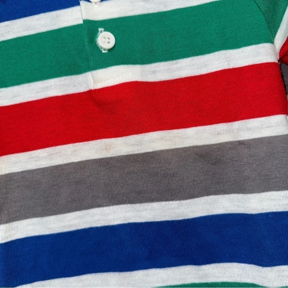 1980s OshKosh B'gosh toddler boys polo rugby Shirt long sleeve colorful stripes